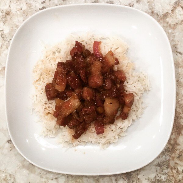 Rice topped with Caramelized Pork