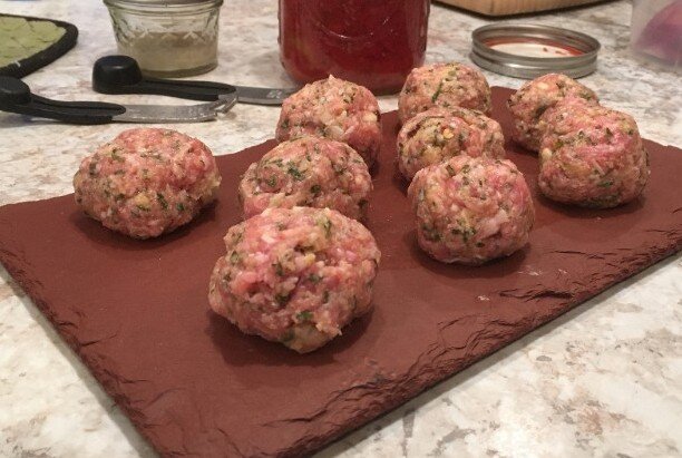 Raw pork meatballs