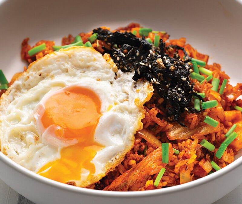 Kimchi fried rice in a bowl